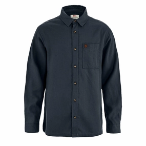 Fjallraven Ovik Relaxed Hemp Shirt LS Dark Navy mens tank tops best deals