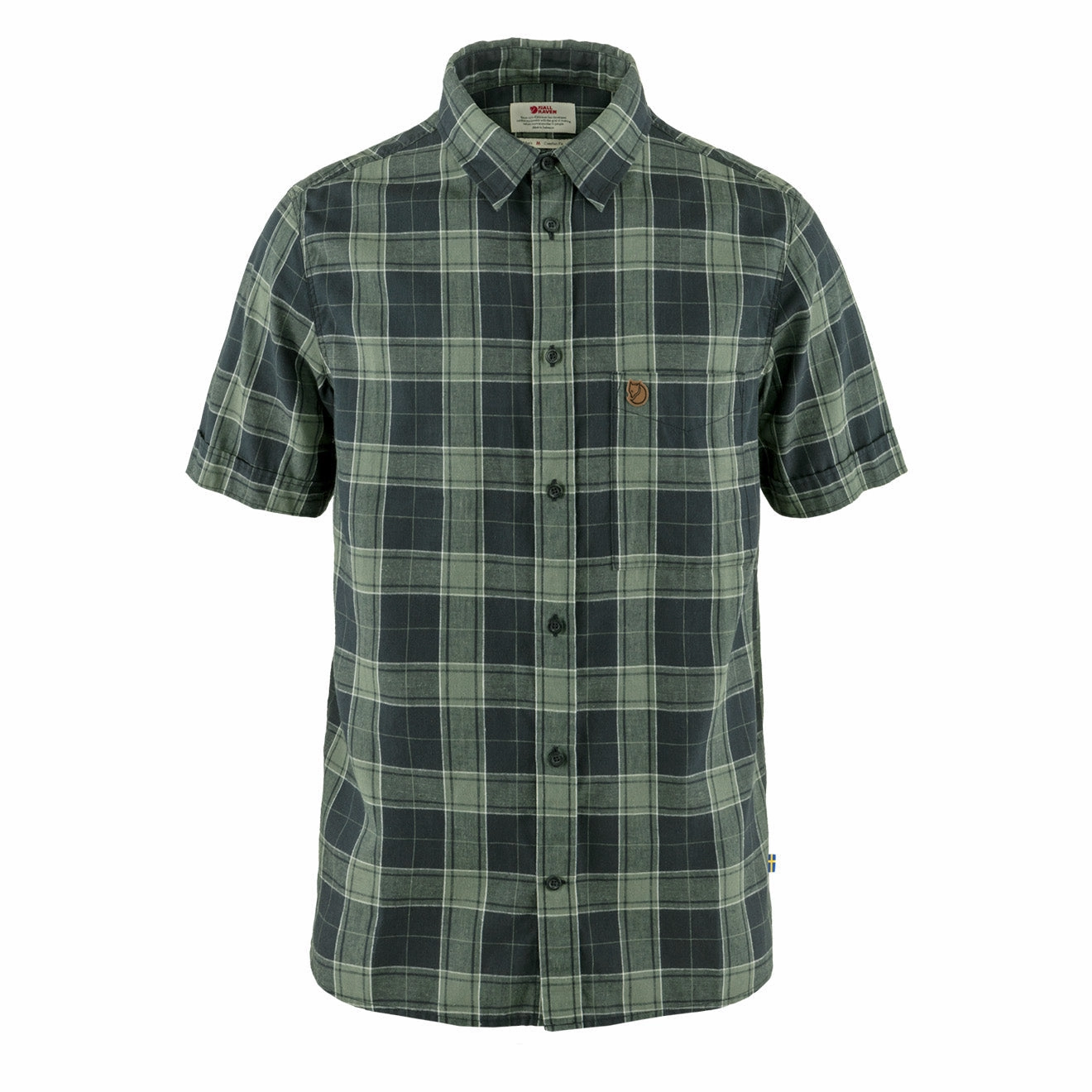 Fjallraven Ovik Travel Shirt SS Dark Navy / Patina Green mens tank tops best deals