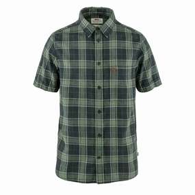 Fjallraven Ovik Travel Shirt SS Dark Navy / Patina Green mens tank tops best deals