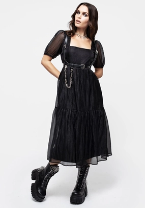 Flatline Puff Sleeve Tiered Midi Dress Dresses Womens - beach dresses cheap