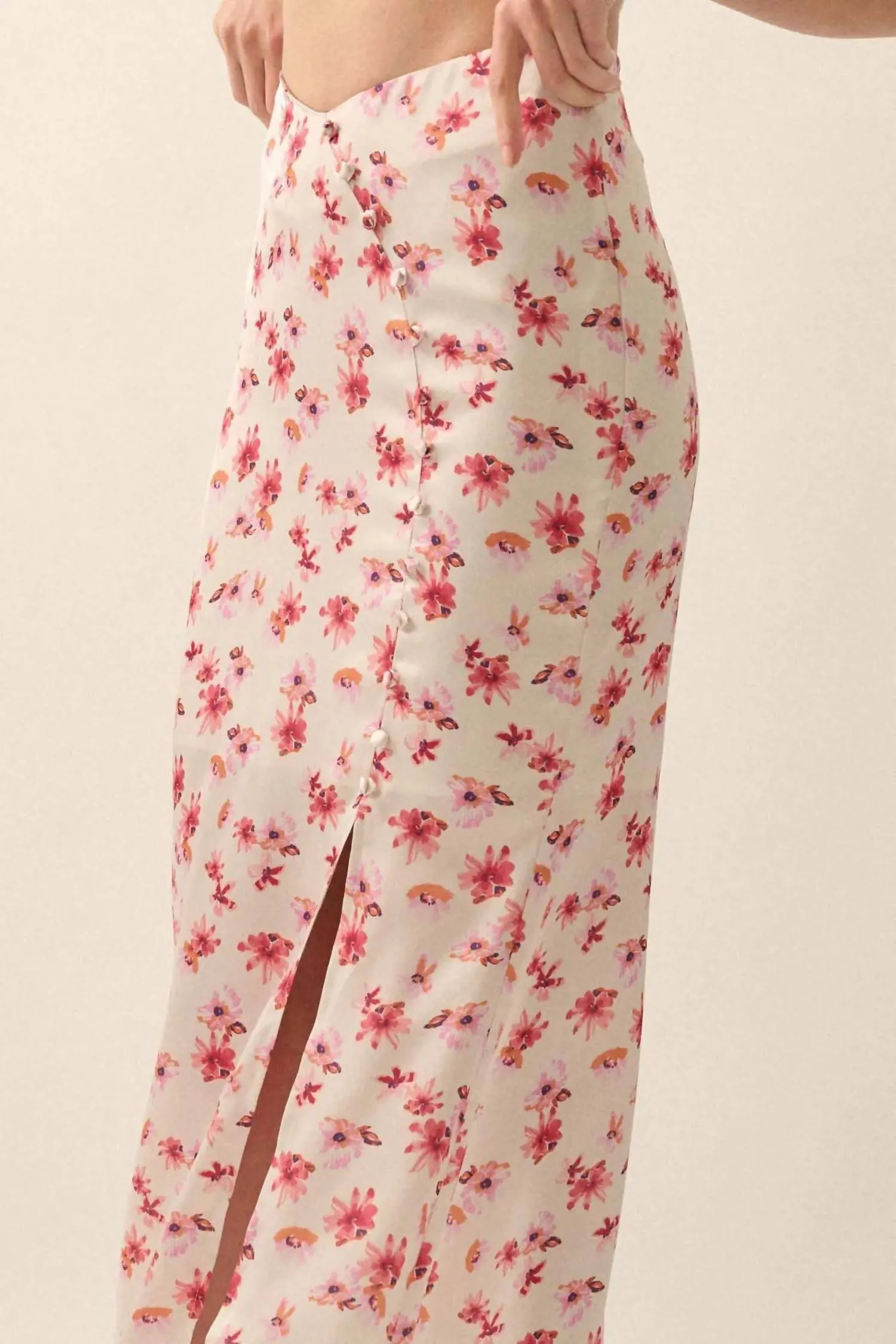 Floral Maxi Skirt In Cream