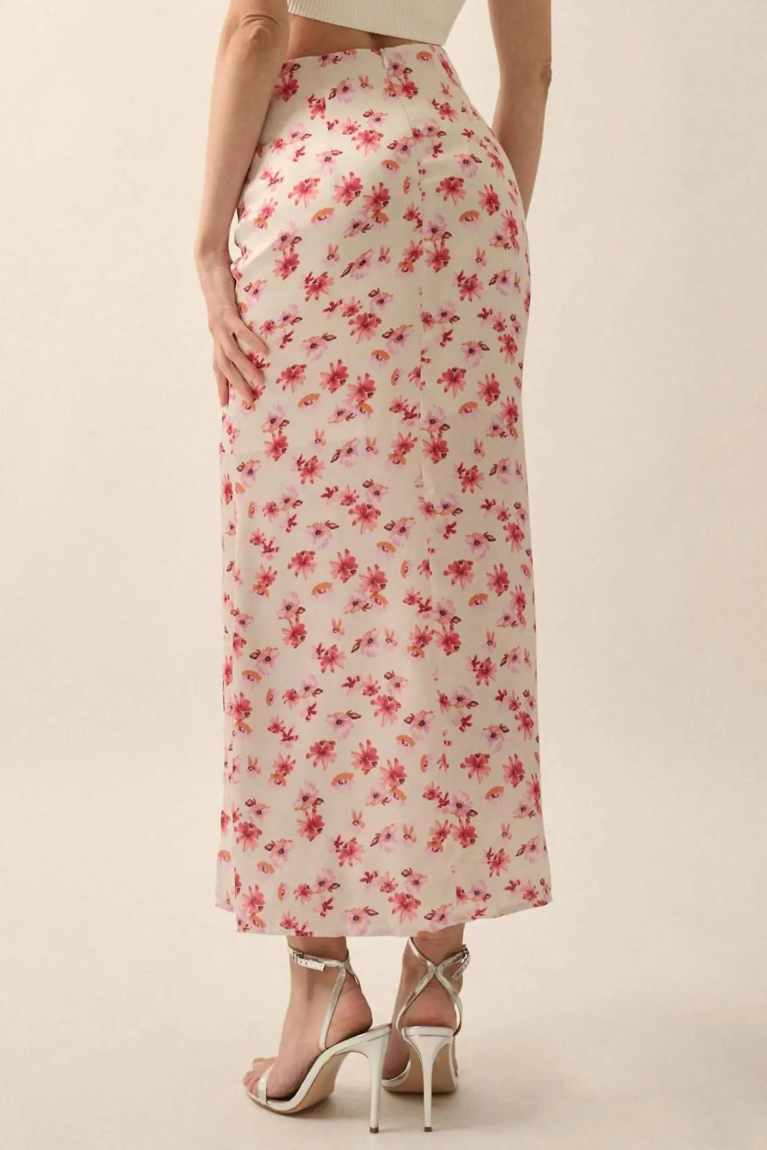 Floral Maxi Skirt In Cream