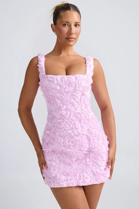 Floral-Appliqu Corset Mini Dress in Lilac Dresses - lace dresses best price