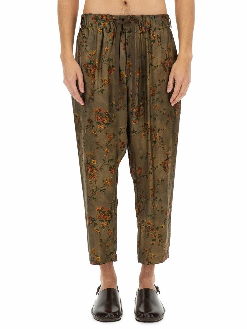 Floral Patterned Pajama Pants With Elastic Waistband