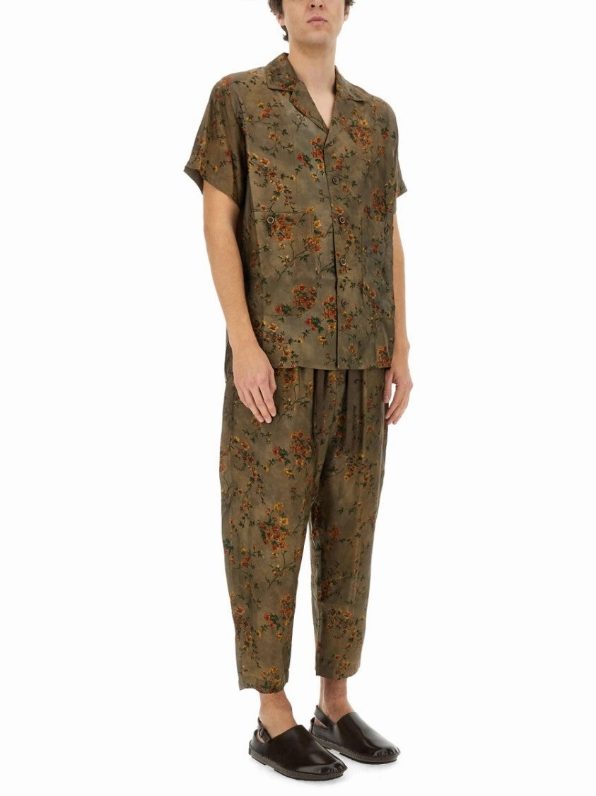 Floral Patterned Pajama Pants With Elastic Waistband