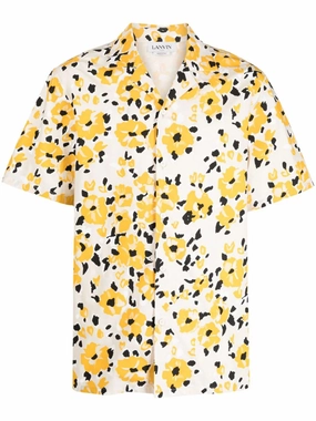 Floral-Print Cotton Shirt mens polos clearance