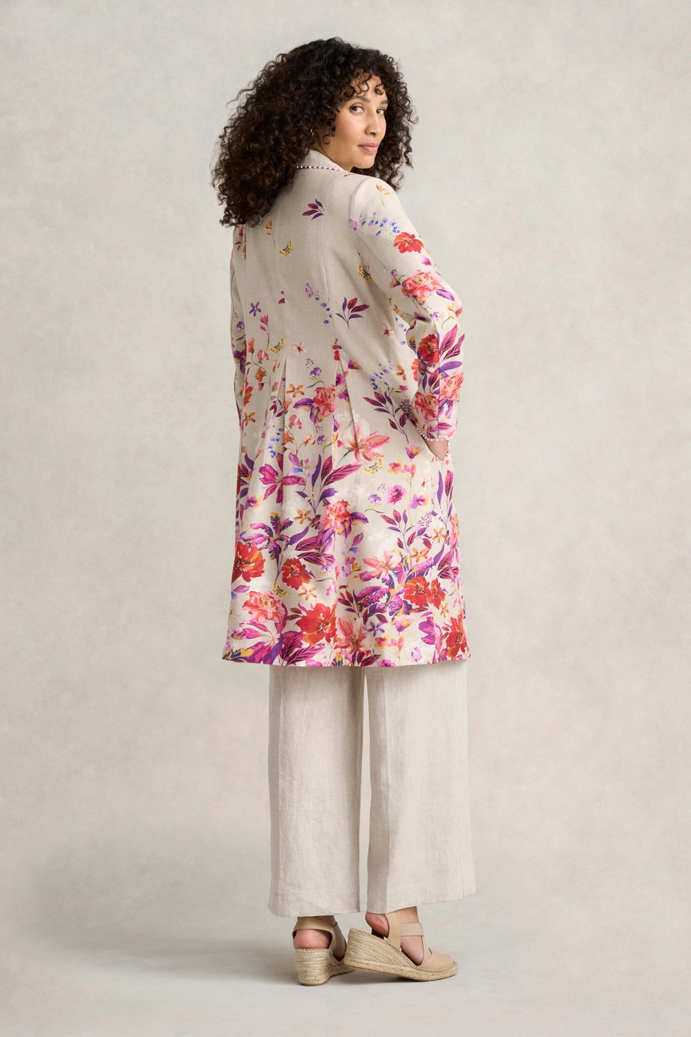 Floral Printed Coat - Floral Cross-Dye