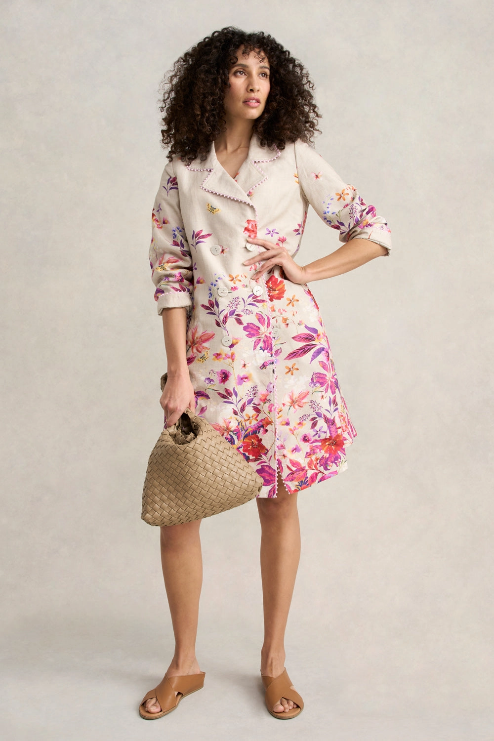 Floral Printed Coat - Floral Cross-Dye