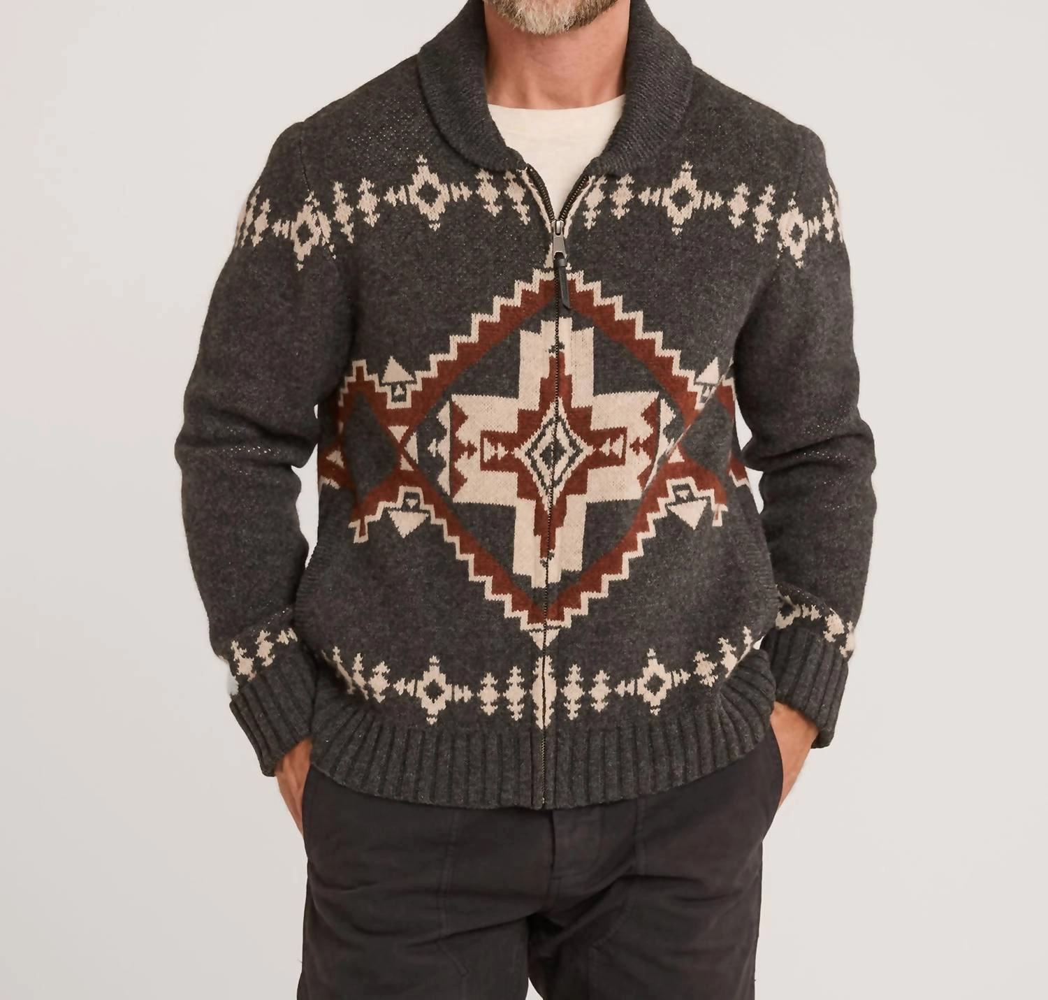 Four Corners Zip Sweater In Charcoal turtleneck sweaters sale