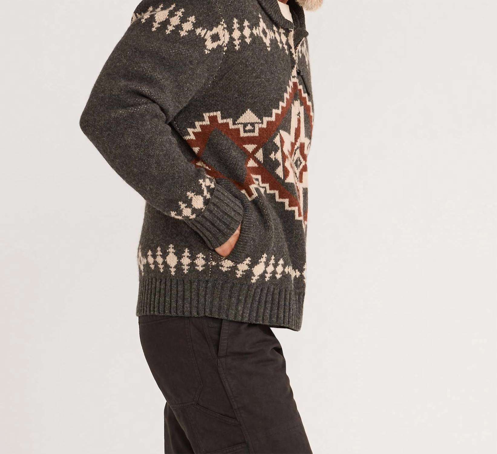 Four Corners Zip Sweater In Charcoal