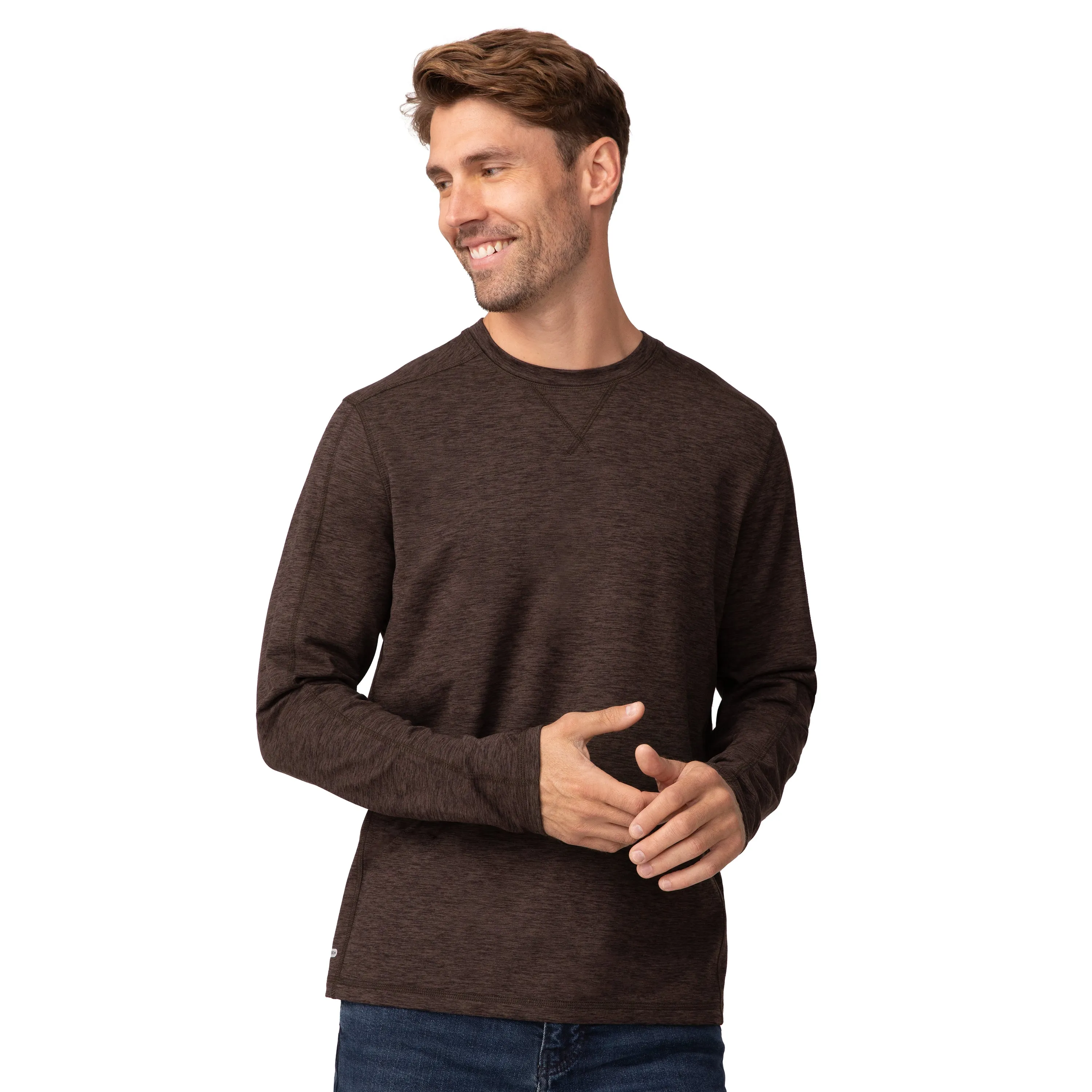 Free Country Men's FreeCycle Sueded Long Sleeve Crew Neck