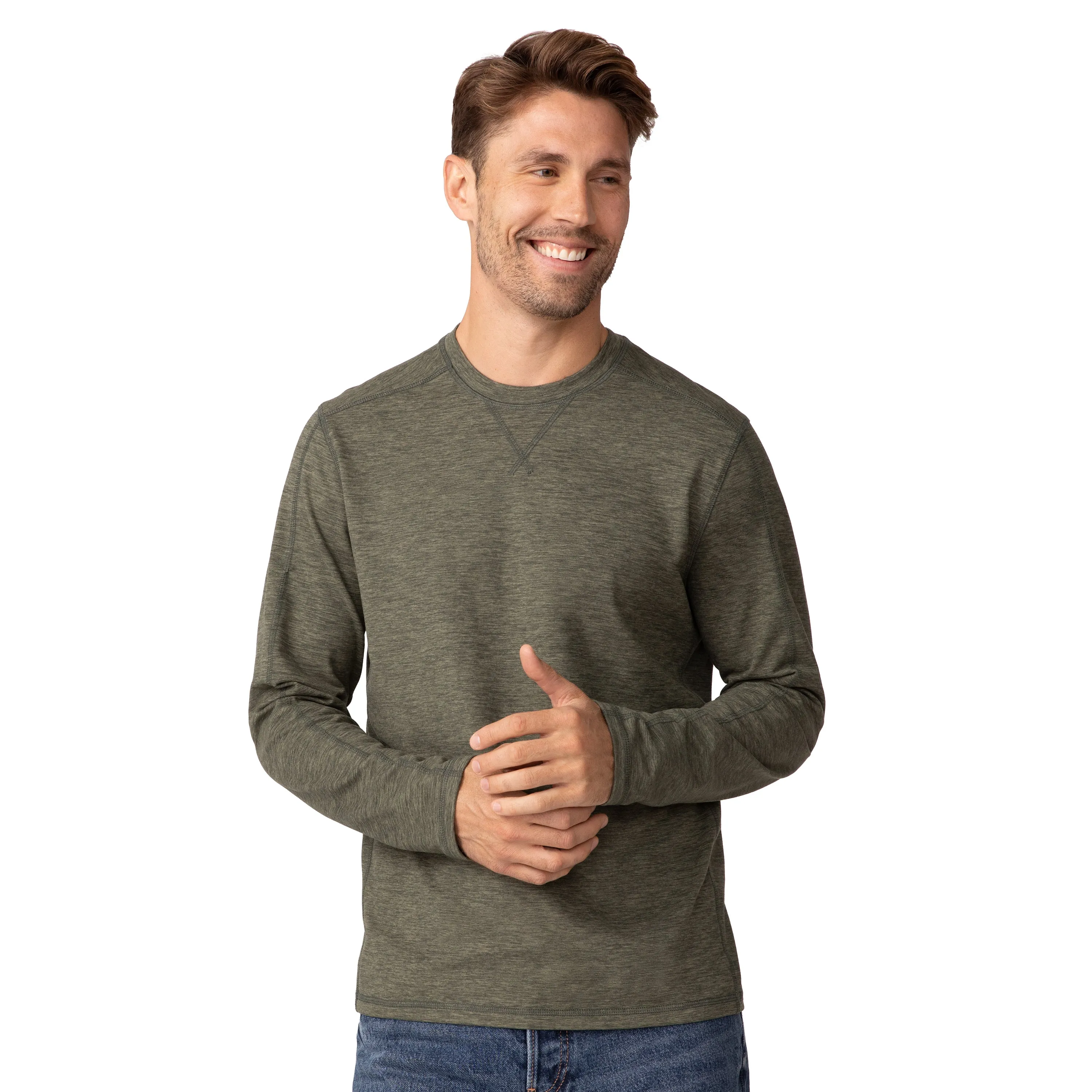 Free Country Men's FreeCycle Sueded Long Sleeve Crew Neck