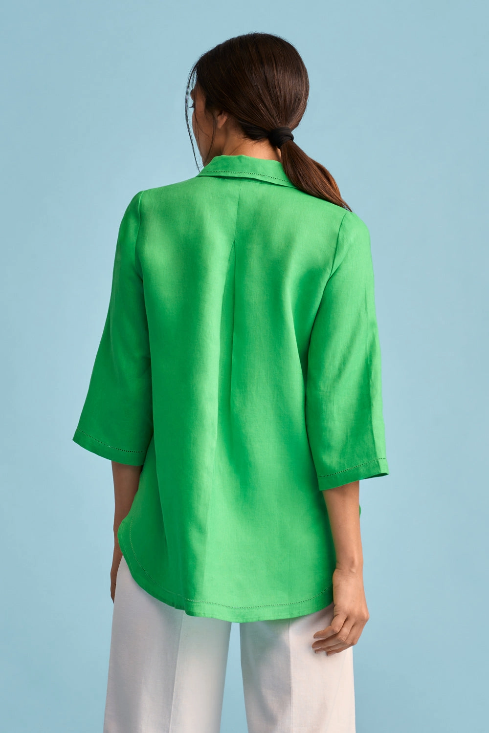 French Linen Shirt - Vibrant Green