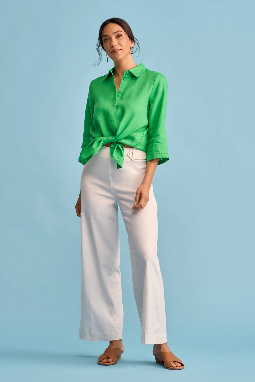 French Linen Shirt - Vibrant Green