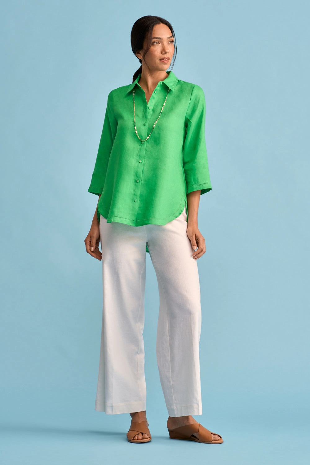 French Linen Shirt - Vibrant Green