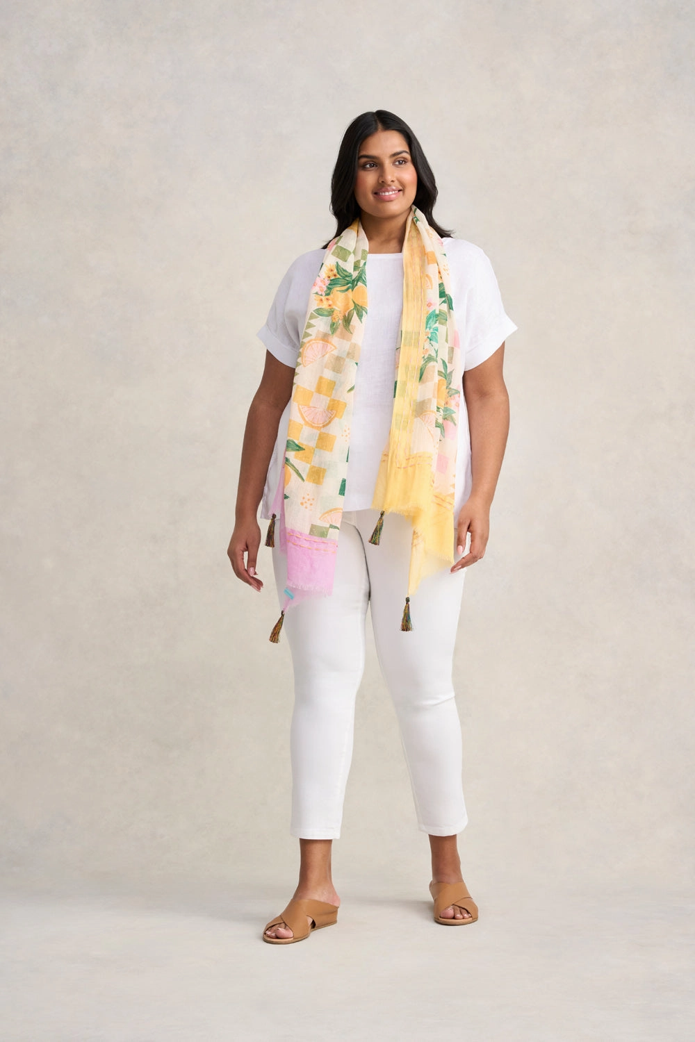 Fruit Checks Cotton Scarf - Multi