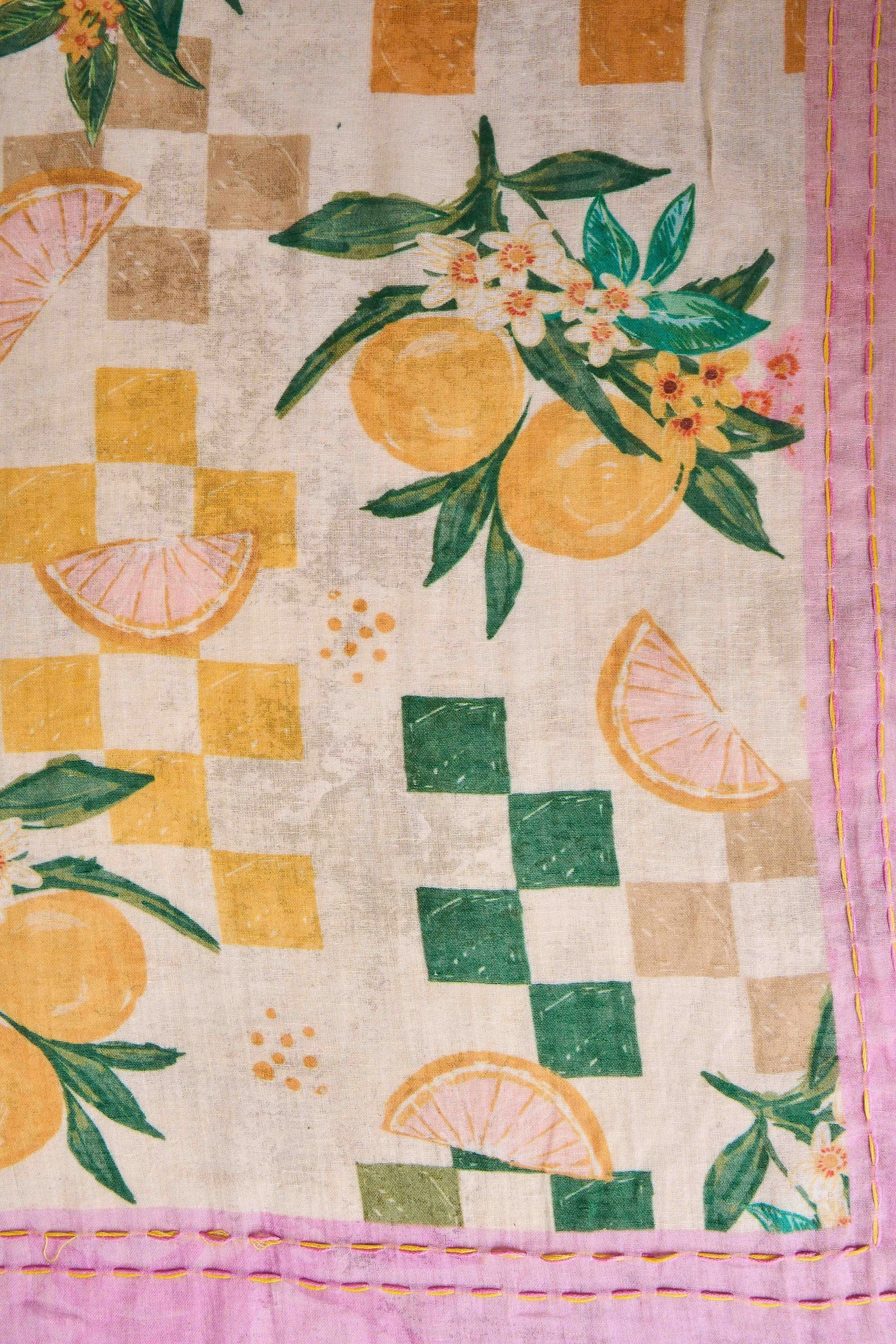 Fruit Checks Cotton Scarf - Multi