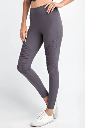 Full Length Moto Leggings In Grey Activewear Womens - fitness leggings online