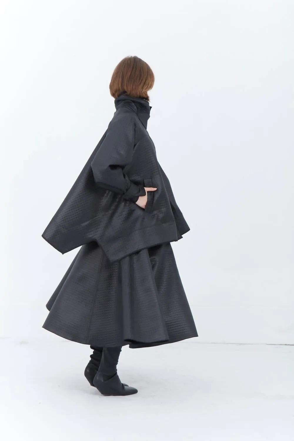 Gable Quilt Midi Skirt In Black