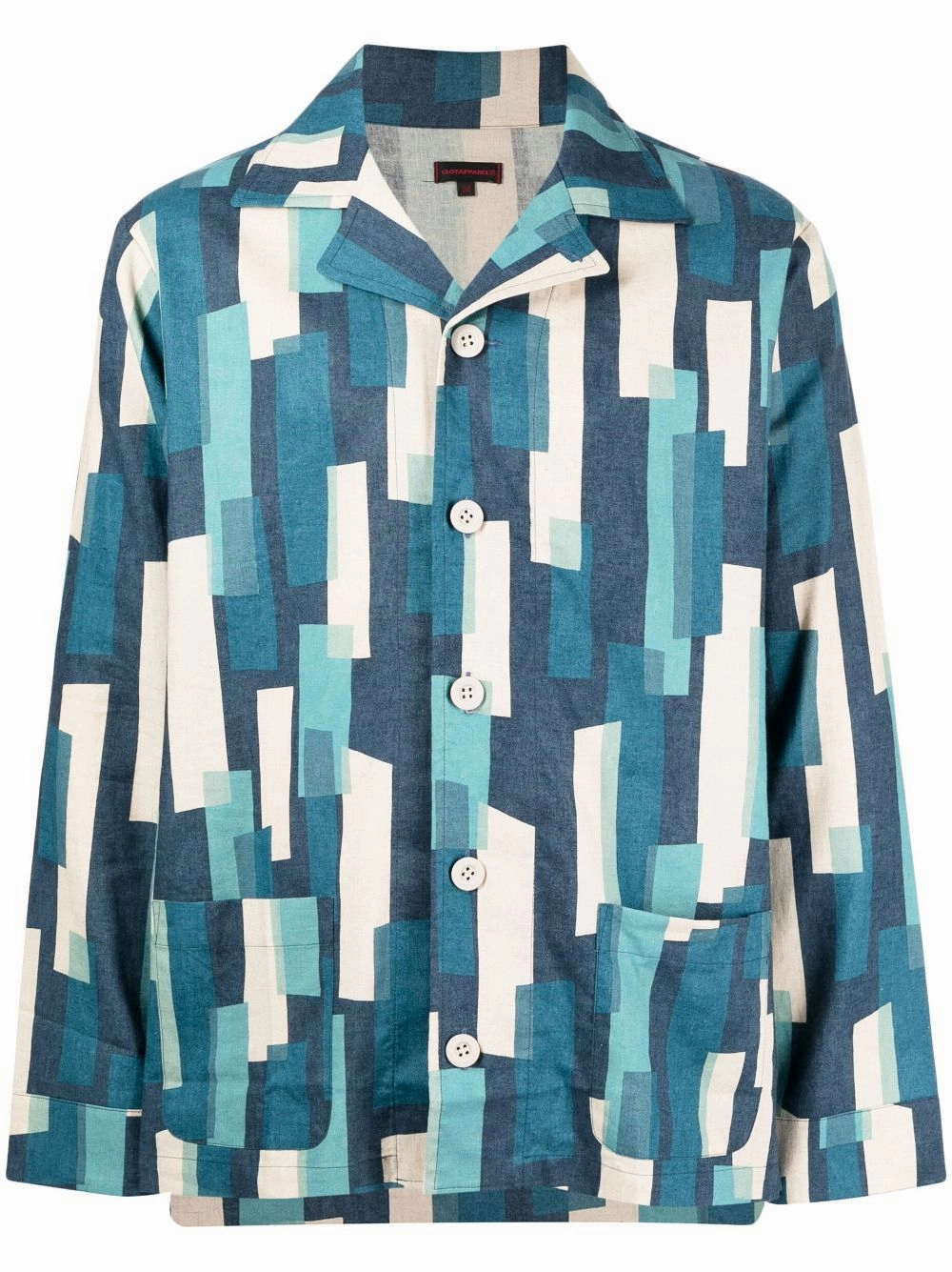 Geometric-Print Button-Up Shirt mens polos clearance