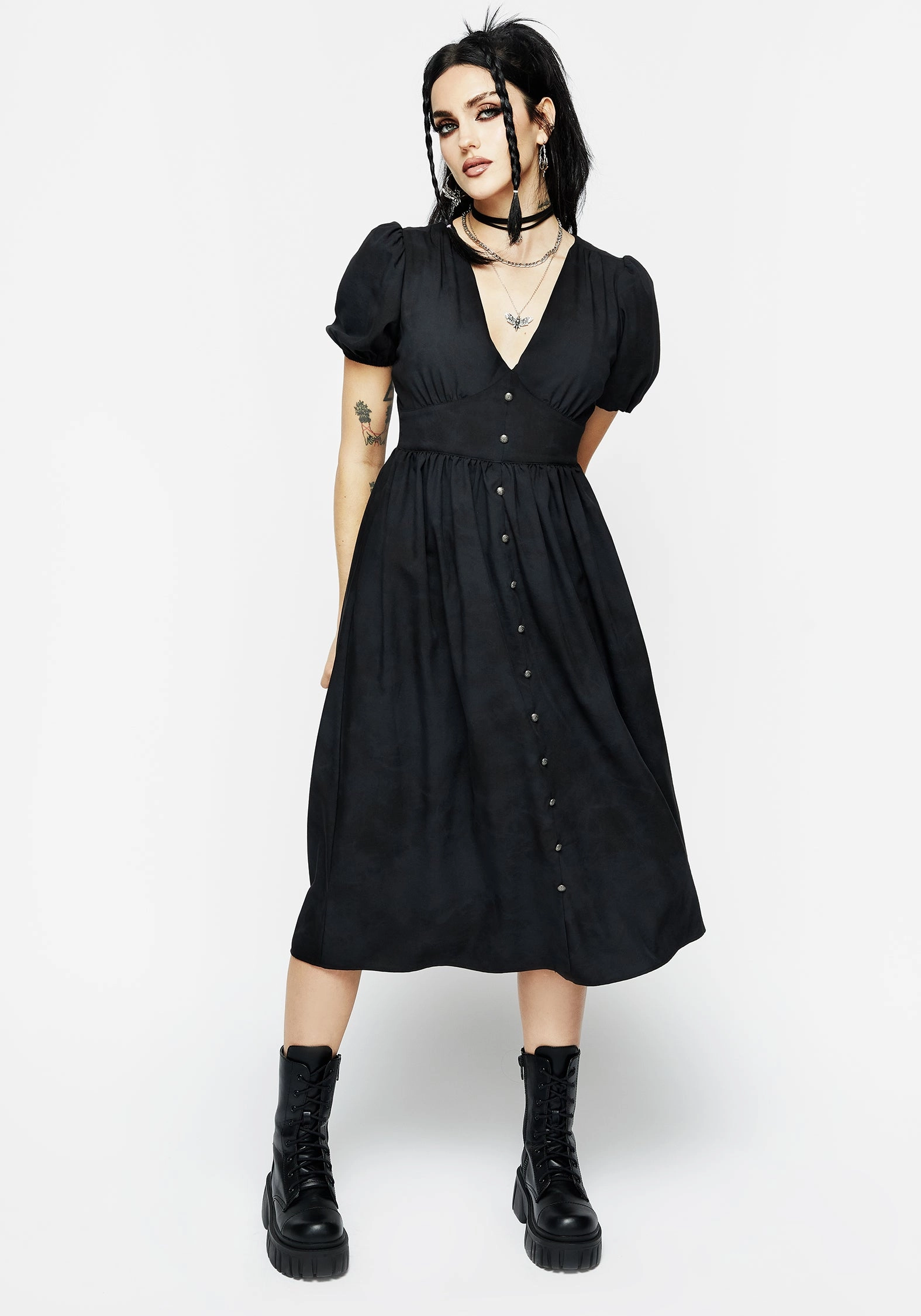 Gladys Button Front Midi Dress Dresses Womens - wedding guest outfits