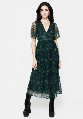 Glimmer Embroidered Sequin Lace Angel Sleeve Midaxi Dress Dresses Womens - beach dresses cheap