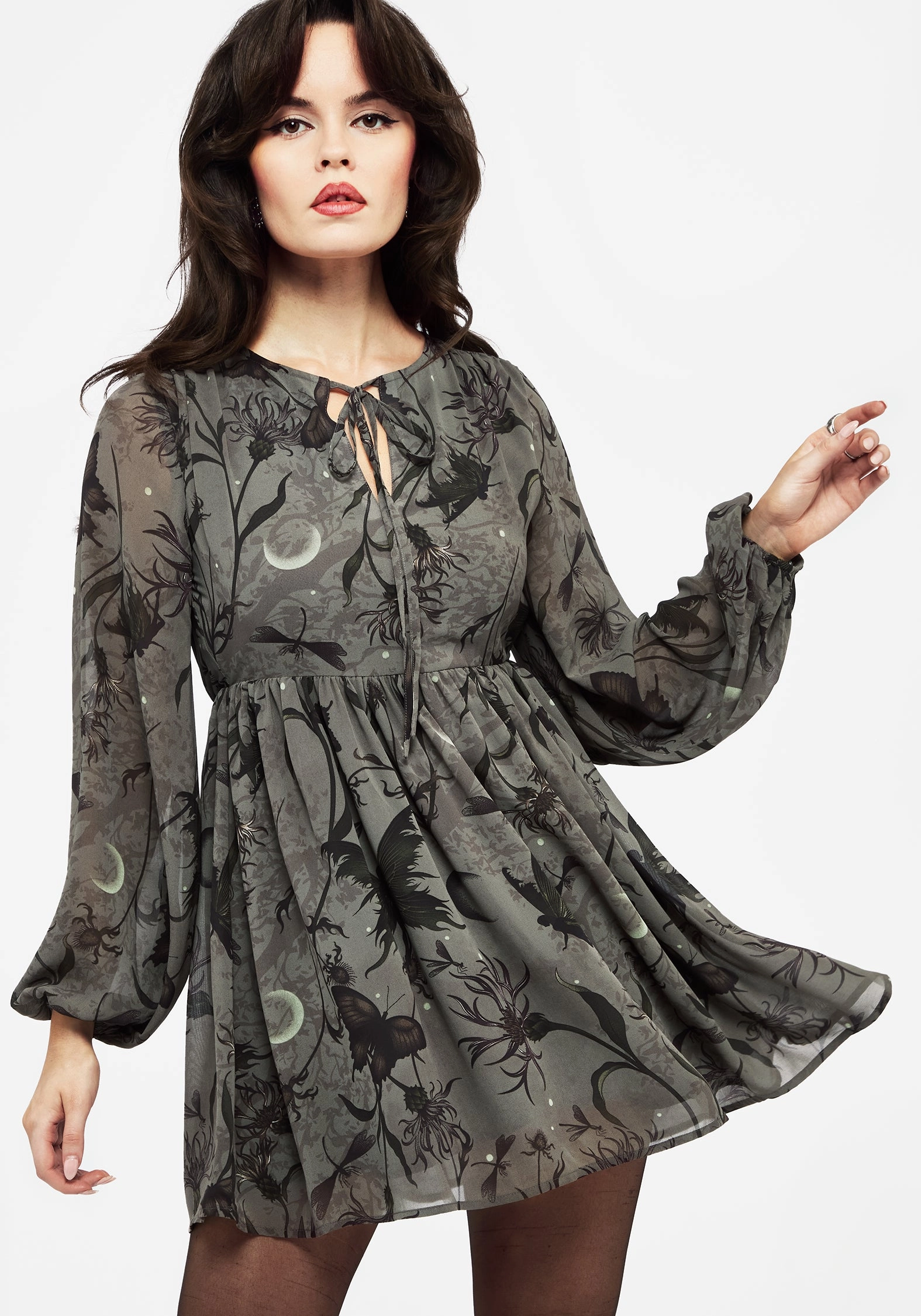 Gloriana Floral Print Chiffon Mini Dress Dresses Womens - wedding guest outfits