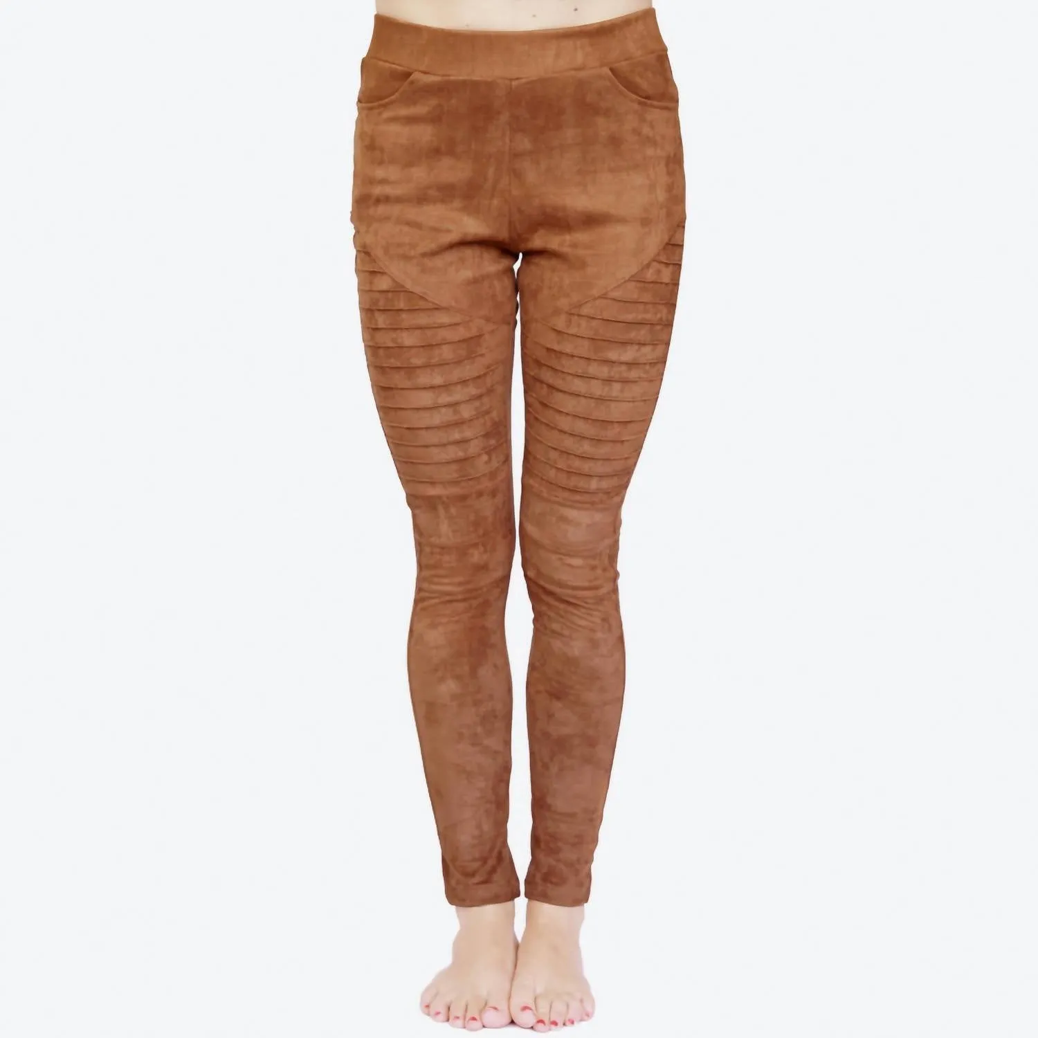 Going For A Ride Suede Leggings In Camel