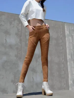 Going For A Ride Suede Leggings In Camel Activewear Womens - fitness leggings online
