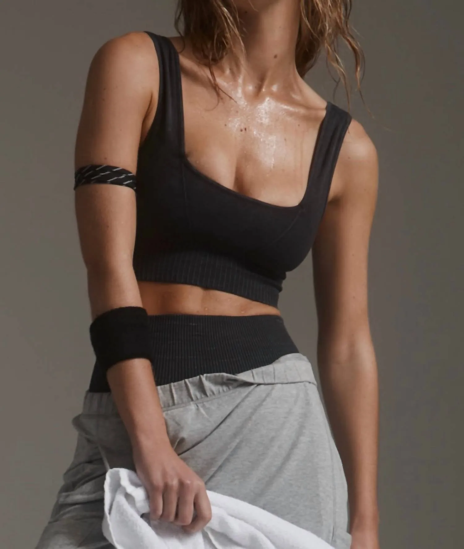 Good Karma Square Neck Bra In Washed Black