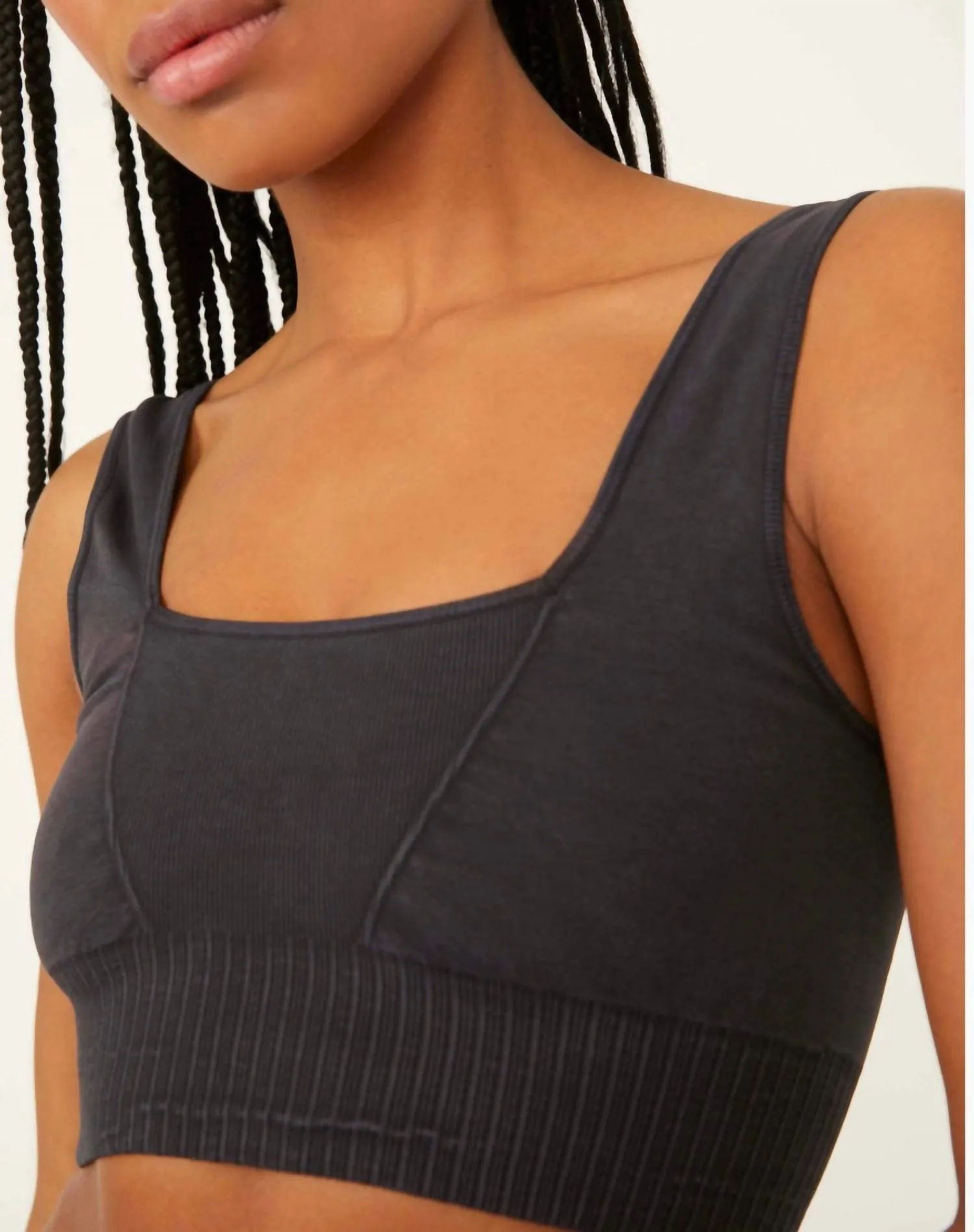 Good Karma Square Neck Bra In Washed Black