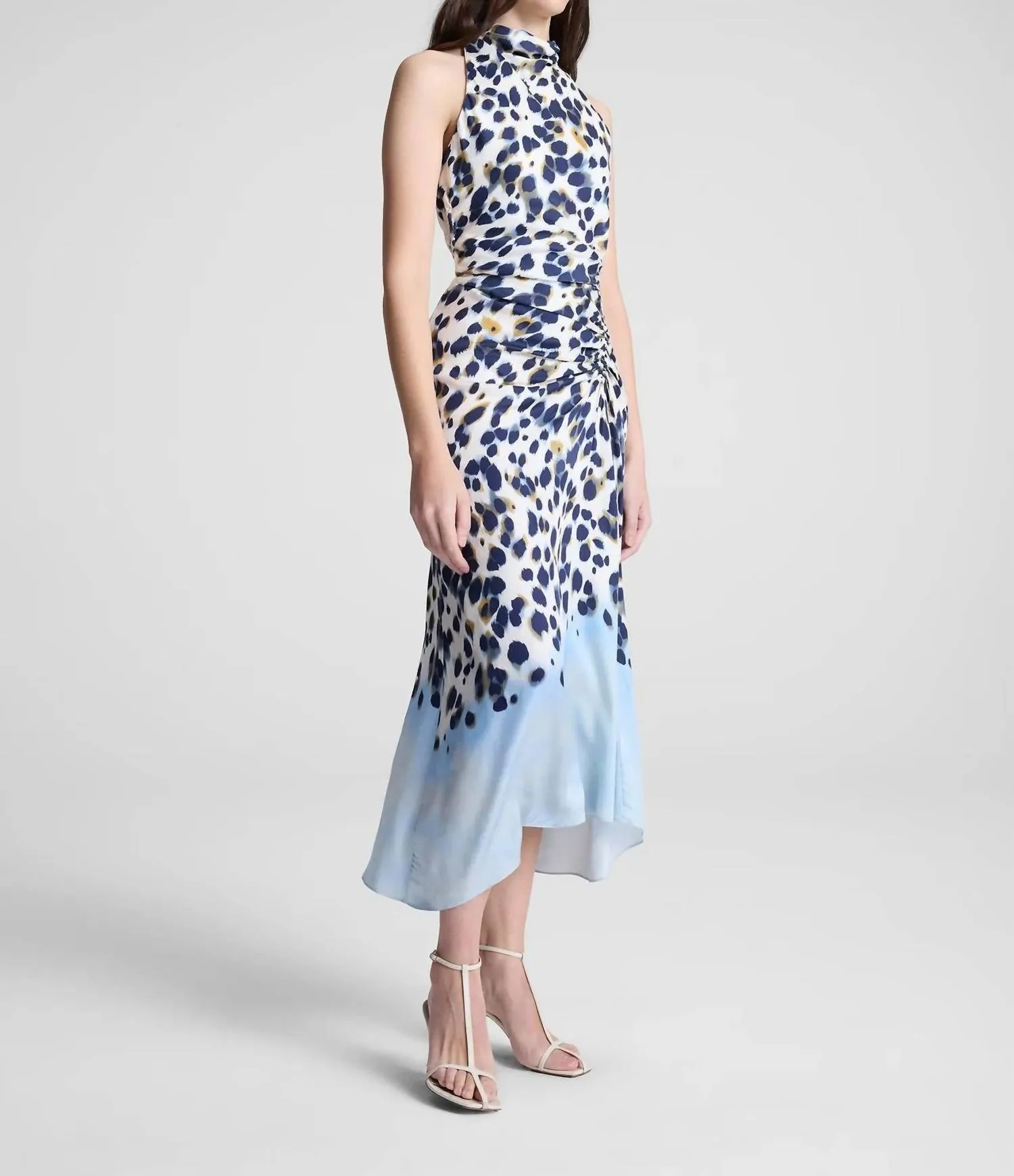 Grace Printed Midi Skirt In Navy/light Blue