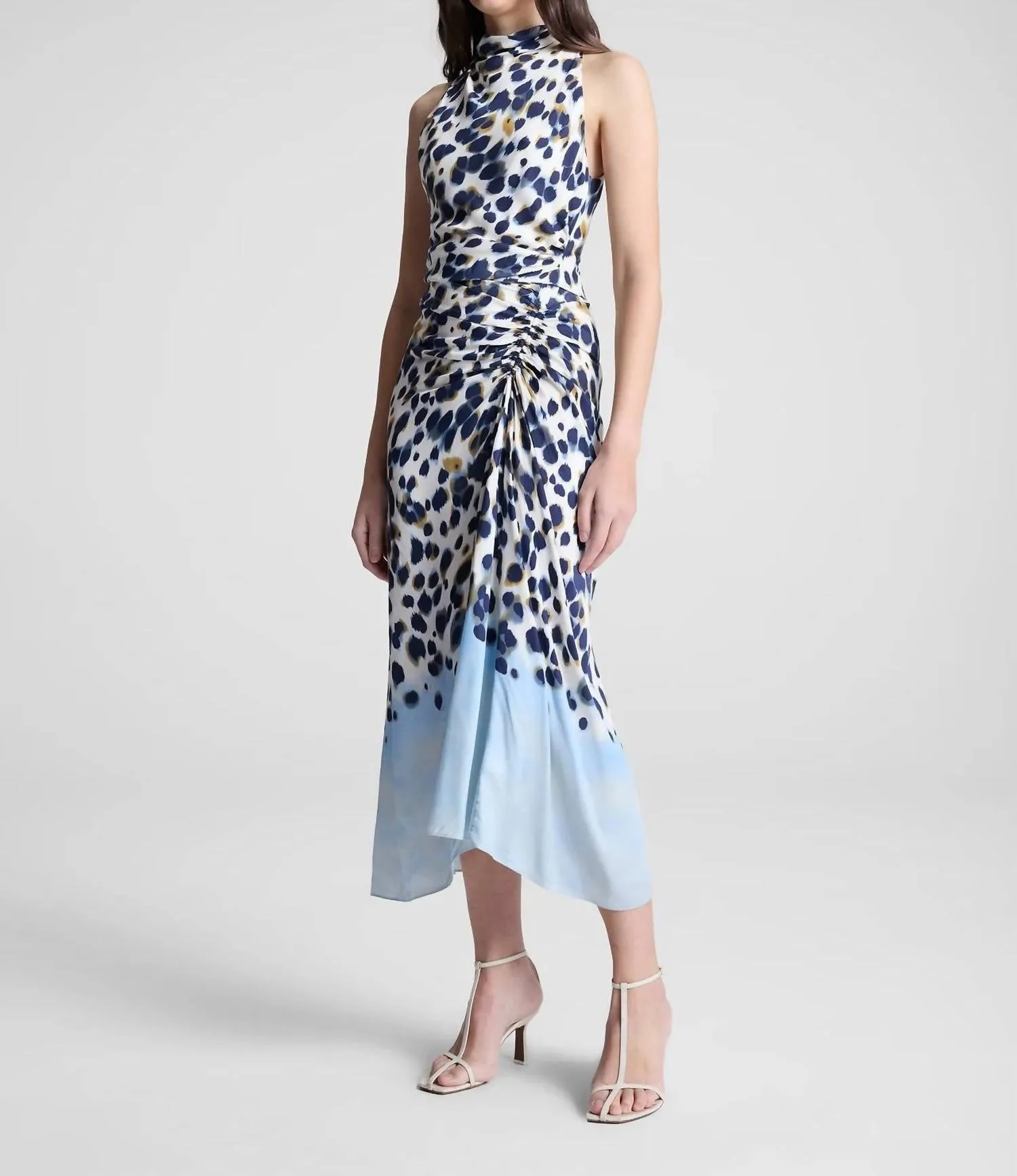 Grace Printed Midi Skirt In Navy/light Blue