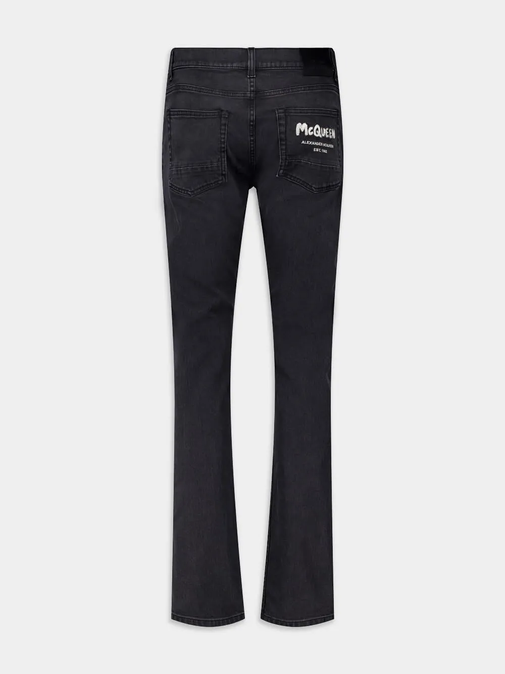 Graffiti Denim Jeans in Black