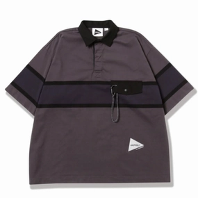Gramicci x And Wander Tech Rugby Shirt Charcoal mens t-shirts outlet
