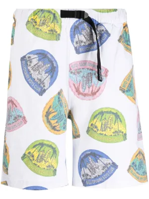 Graphic-Print Cotton Shorts cheap mens pants online