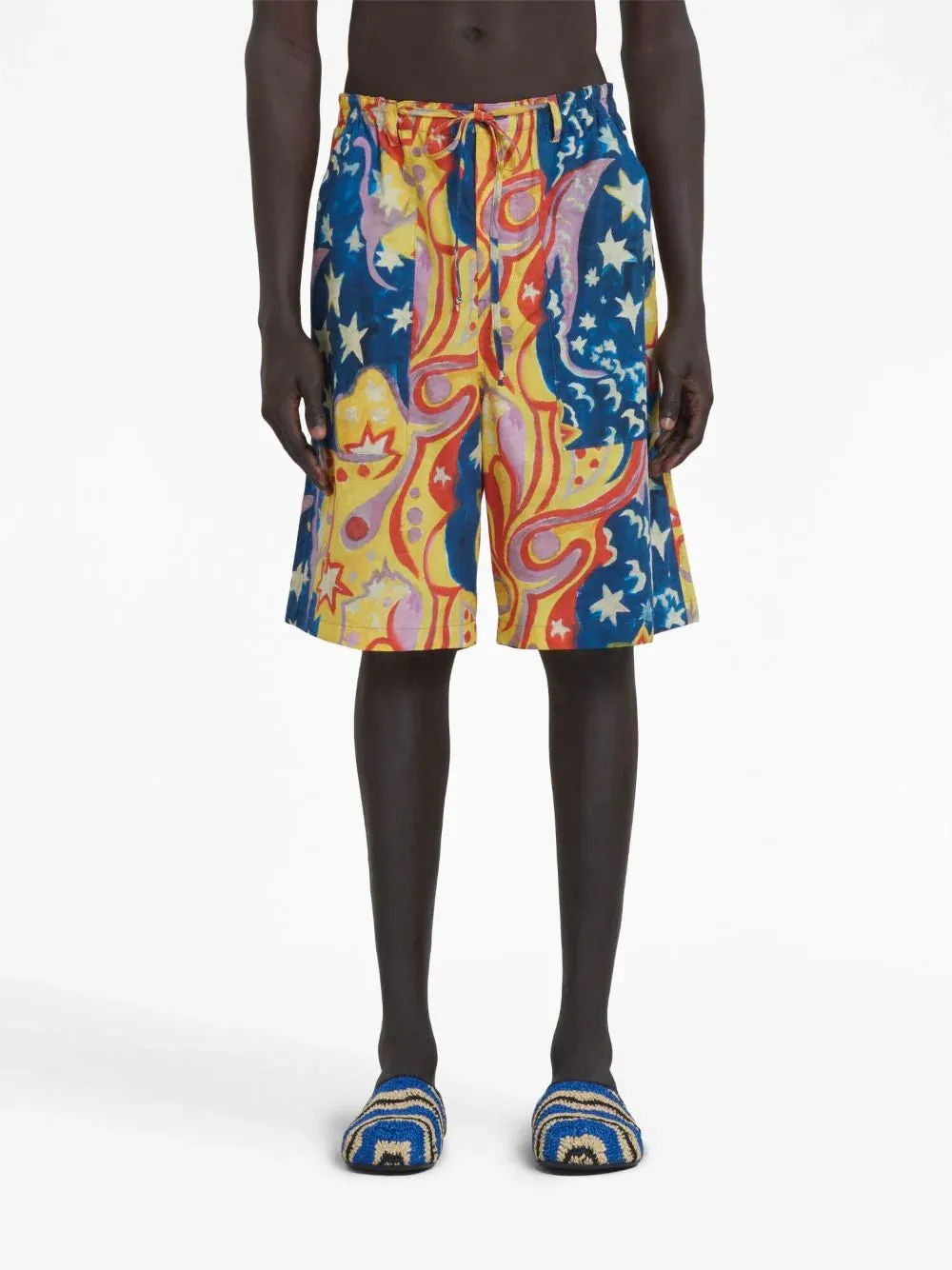 Graphic-Print Drop-Crotch Shorts