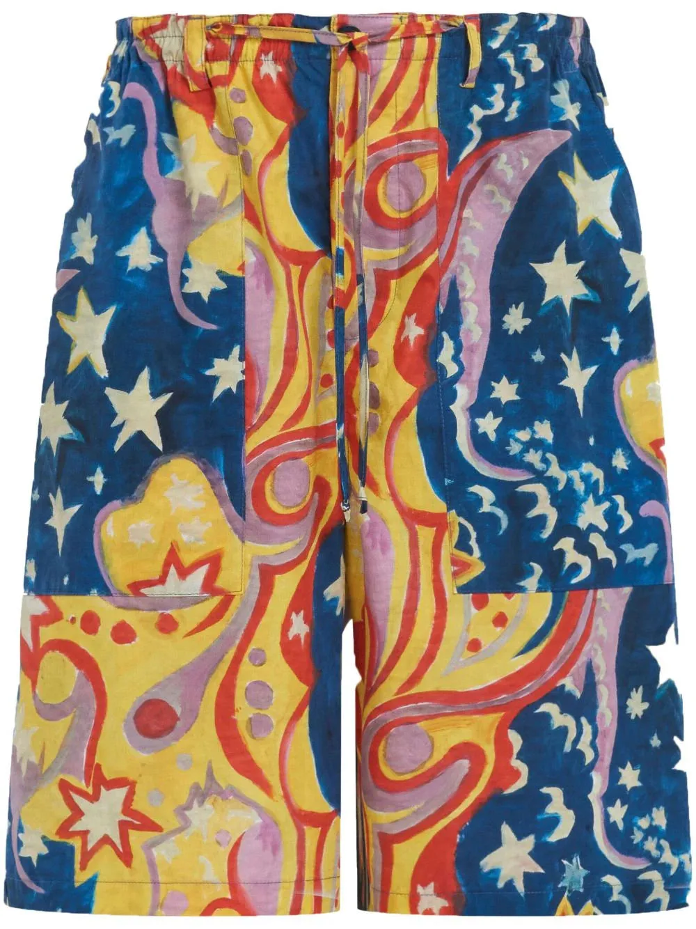 Graphic-Print Drop-Crotch Shorts cheap mens pants online