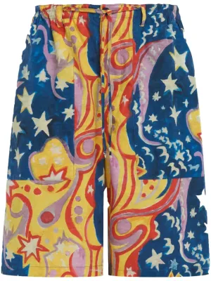 Graphic-Print Drop-Crotch Shorts cheap mens pants online