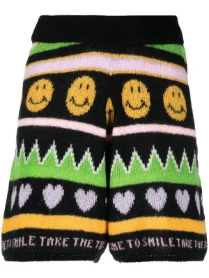 Graphic-Print Knitted Shorts cheap mens pants online
