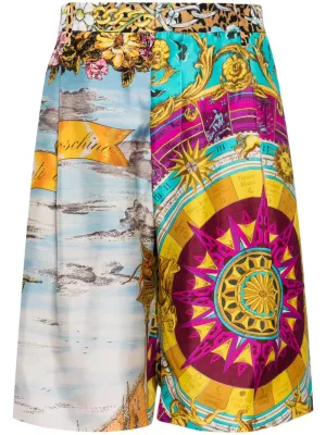 Graphic-Print Silk Shorts cheap mens pants online
