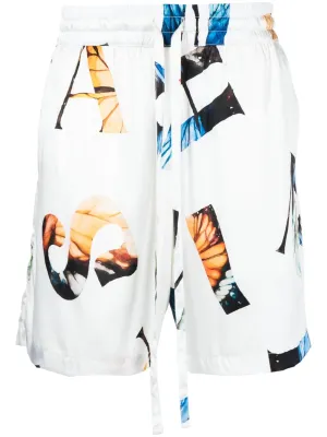 Graphic-Print Silk Shorts cheap mens pants online