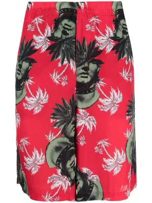 Graphic-Print Track Shorts cheap mens pants online
