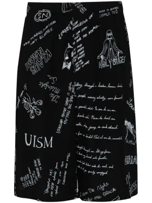 Graphic-Print Wide-Leg Shorts cheap mens pants online