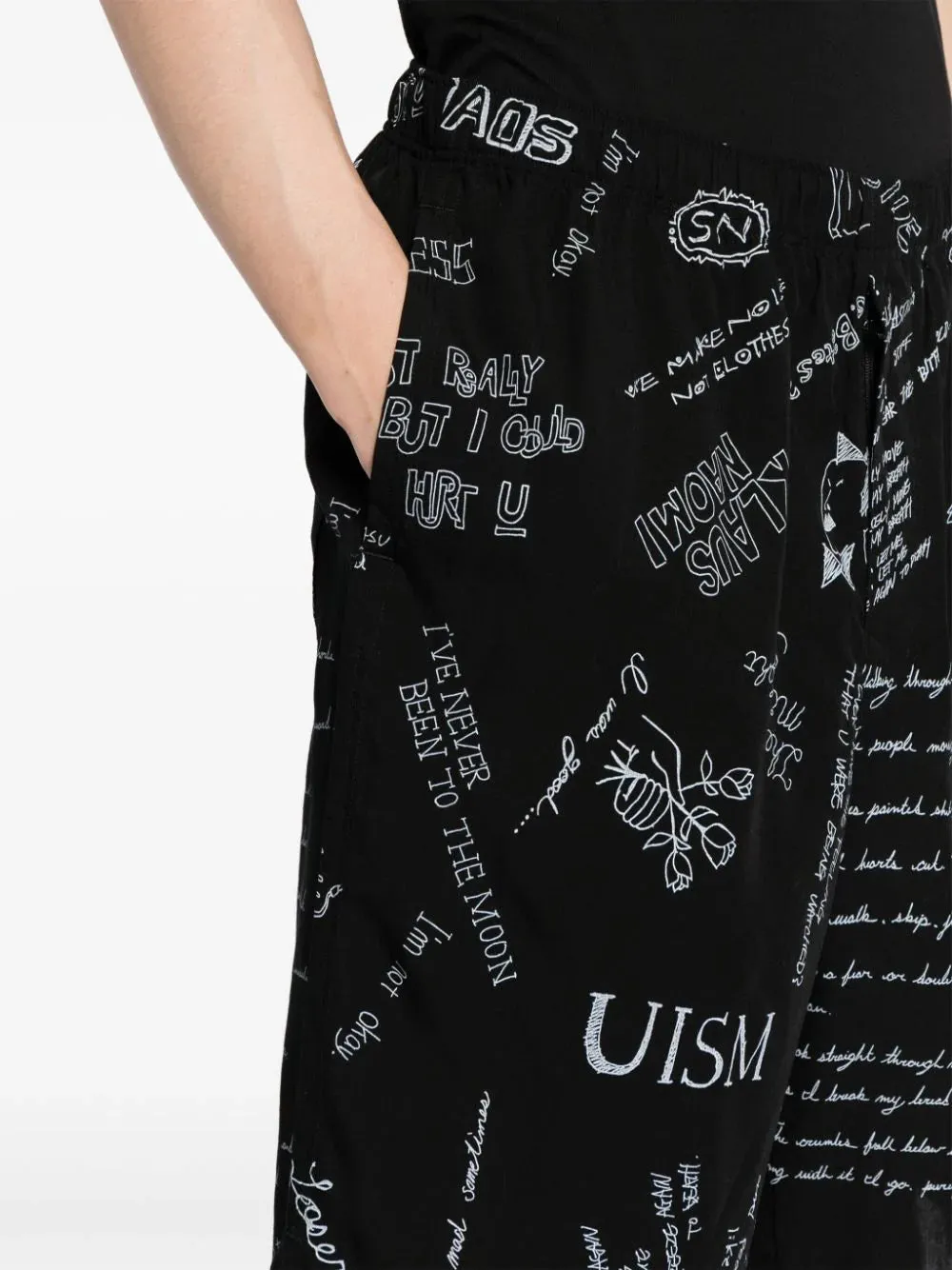 Graphic-Print Wide-Leg Shorts