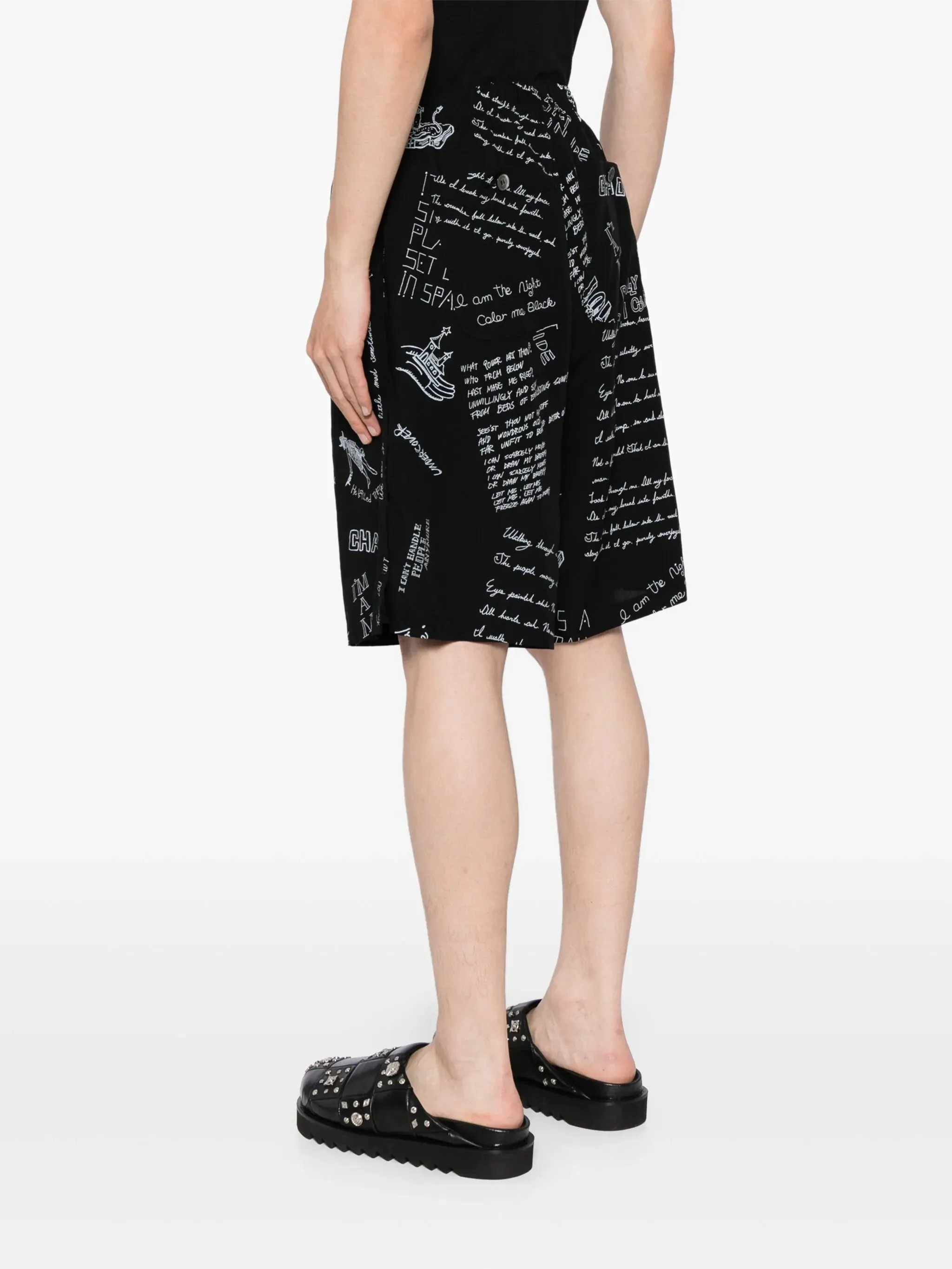 Graphic-Print Wide-Leg Shorts