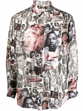Graphic Collage-Print Shirt mens polos clearance