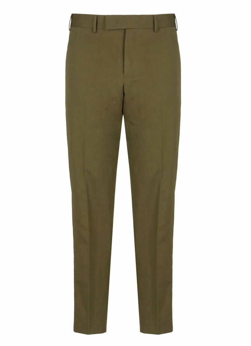 Green Cotton And Linen Trousers