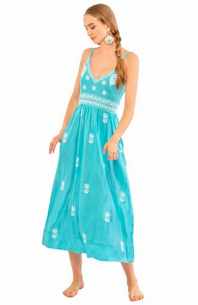 Gretchen Scott Fiesta Time Dress - Turquoise/White cheap womens dresses