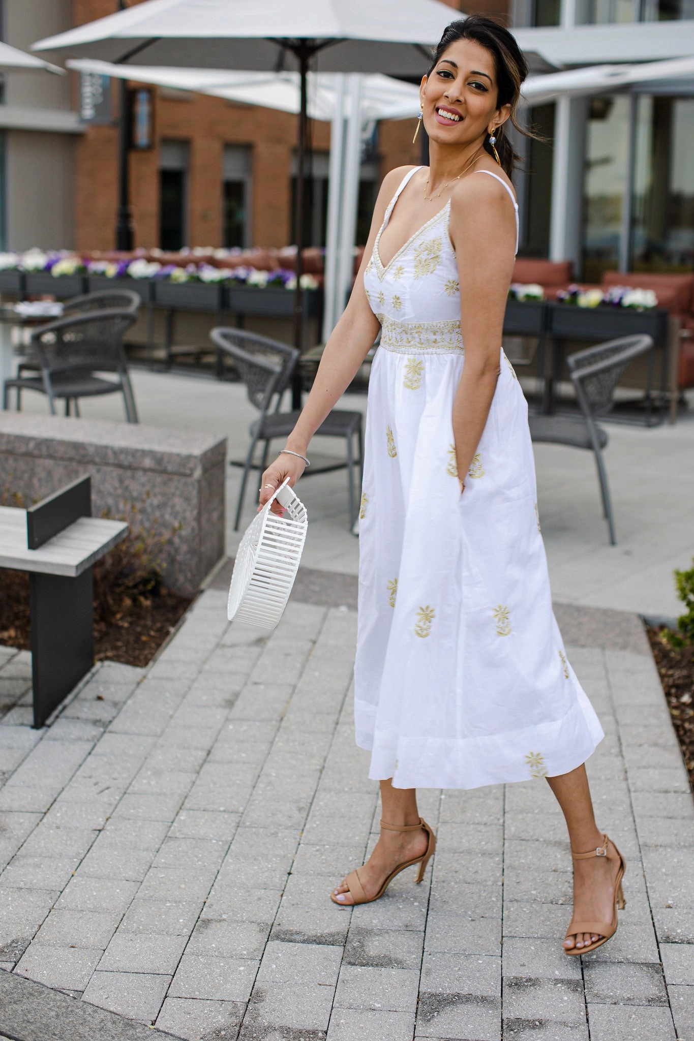 Gretchen Scott Fiesta Time Dress - White/Gold